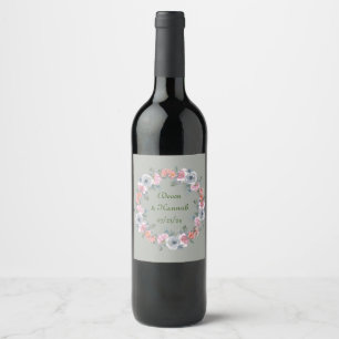 Vintage Charm Blommigt märkning för utandning Vin Vinflaska Etikett