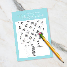 Vintage Charm Blue Baby Shower Ord Search-spel