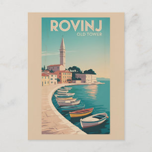 Vintage Charm: Gammal Torn på Rovinj-vykort Vykort
