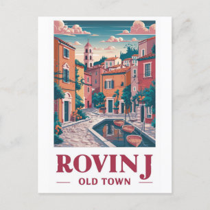 Vintage Charm: Gammal Torn på Rovinj-vykort Vykort