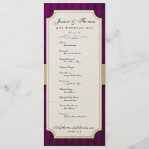 Vintage Charm Ivory & Eggplant Bröllopsprogram Program