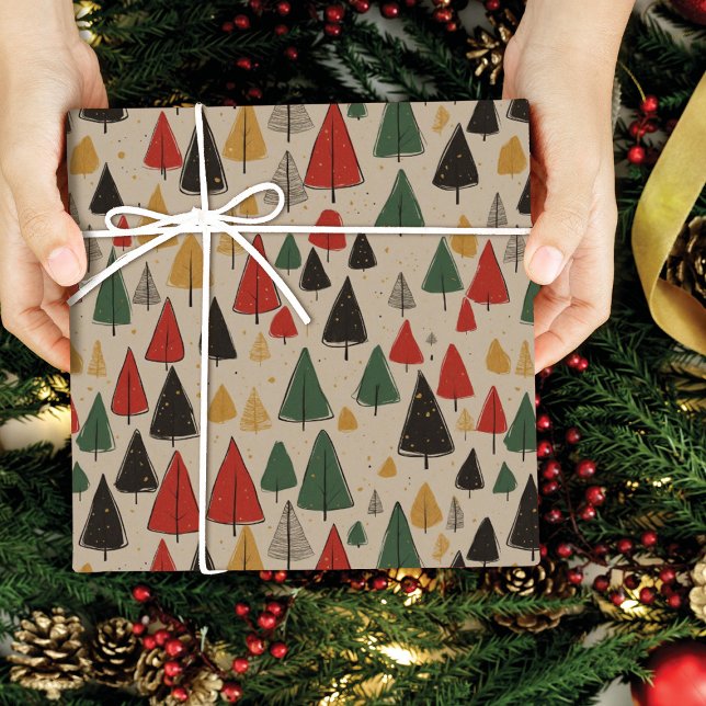 Vintage Charm: Julgran Mönster Presentpapper (Skapare uppladdad)