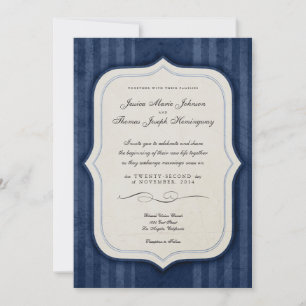 Vintage Charm Navy Monogram bröllopsinbjudningar Inbjudningar
