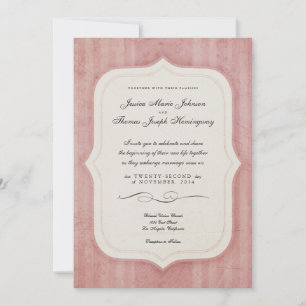 Vintage Charm Rosa Monogram bröllopsinbjudningar Inbjudningar