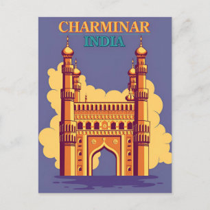 Vintage Charminar, Indien Travel vattenfärgsreflek Vykort