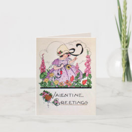 Vintage charming dam Valentine-kort Helgkort