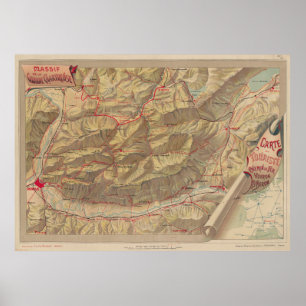 Vintage Chartreuse Mountain Karta (1897) Poster