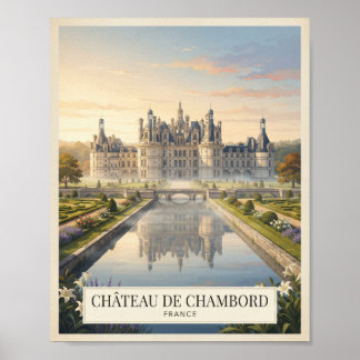 Vintage Château de Chambord Frankrike Resemål Poster