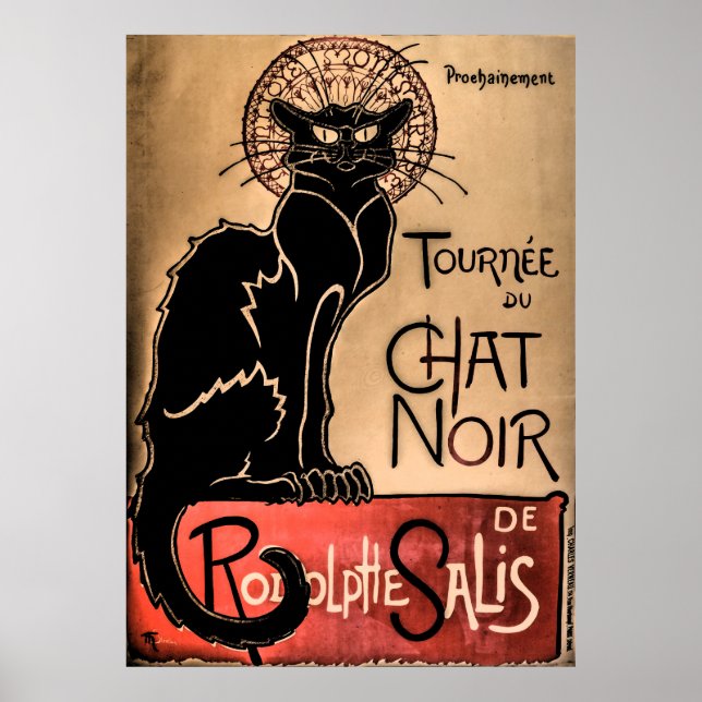 Vintage Chatta Noir - Poster med svart katt (Framsidan)
