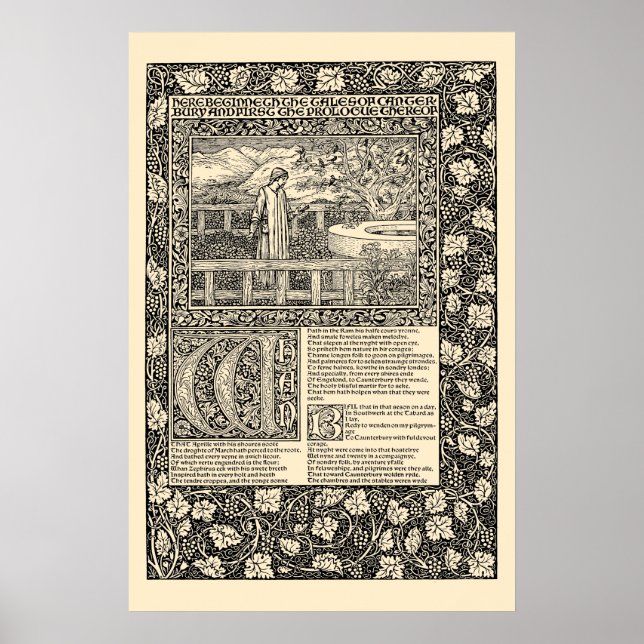 Vintage Chaucer Löv by Kelmscott Press Poster (Framsidan)