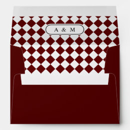 Vintage Check Rutig Monogram Bröllopskuvert
