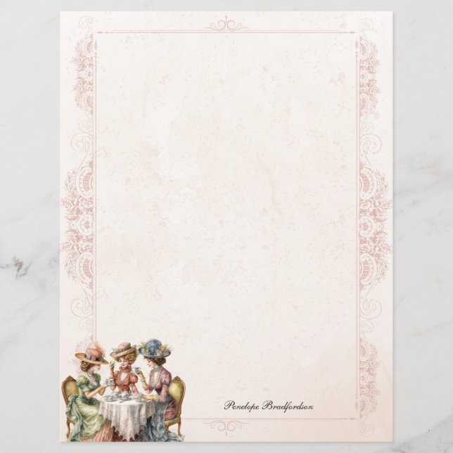 Vintage Cheeky High Tea Personal Stationery Papper (Framsida)