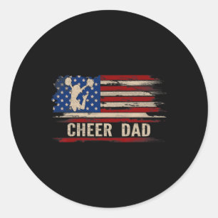 Vintage Cheer Pappa Amerikansk Usa Flagga Cheerlea Runt Klistermärke