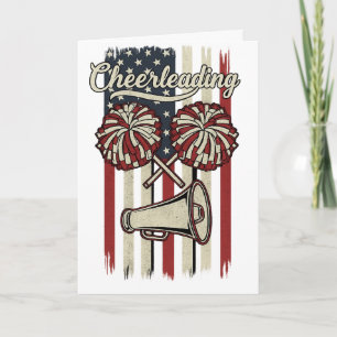 Vintage Cheerleading USA Flag Retro Pom Design på Kort