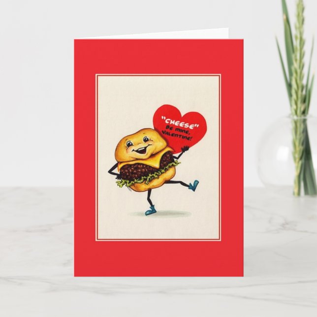 Vintage Cheeseburger Valentine Card Helgkort (Framsida)