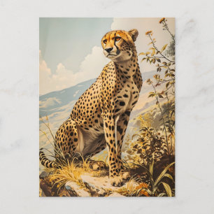 Vintage Cheetah Vykort