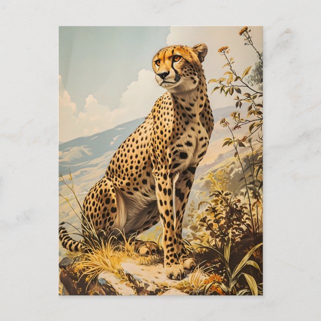 Vintage Cheetah Vykort (Framsida)
