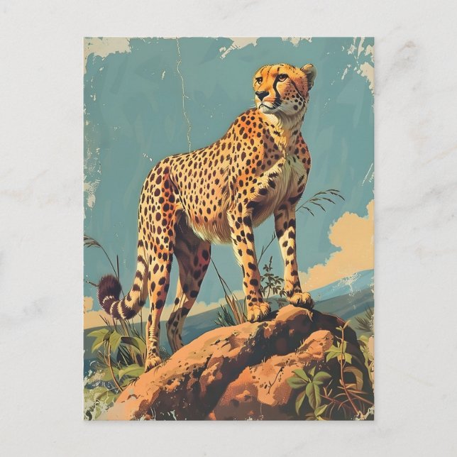 Vintage Cheetah Vykort (Framsida)