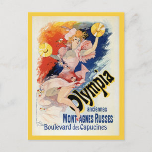 Vintage Chéret belle époque Paristeater och Vykort