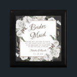 Vintage Cherish Bridesmaid Quote Personlig Minnesask<br><div class="desc">Vintage Cherish White Blommigt & Ro Guld målade Rosor och blommor. En Vintage Classic and Elegant look, och många Grått, Ivory White, Ro Guld, Dusty Rosa, Gräs Grönt och Grått löv och löv. Med handmålad Blommigt inslag, Vintage Classic Script Typsnitt och Elegant Ro Guld Foil Geometric Square Glitter på en...</div>
