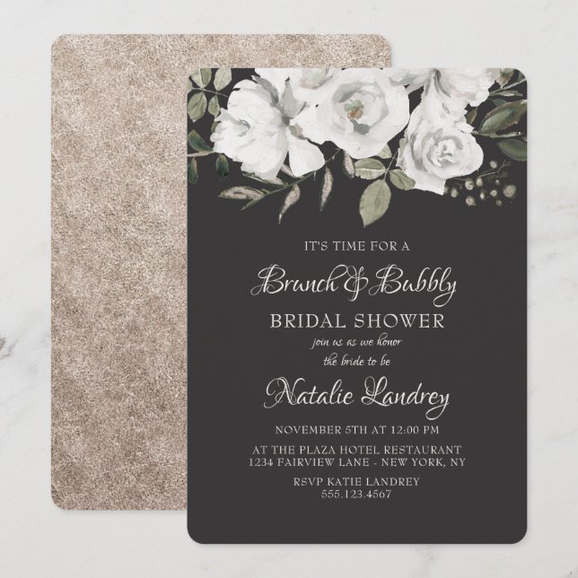 Vintage Cherish Brunch & Bubly Möhippa Inbjudningar (Fram/baksida)