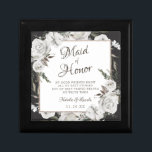 Vintage Cherish Maid of honor Quote Personlig Minnesask<br><div class="desc">Vintage Cherish White Blommigt & Ro Guld målade Rosor och blommor. En Vintage Classic and Elegant look, och många Grått, Ivory White, Ro Guld, Dusty Rosa, Gräs Grönt och Grått löv och löv. Med handmålad Blommigt inslag, Vintage Classic Script Typsnitt och Elegant Ro Guld Foil Geometric Square Glitter på ett...</div>