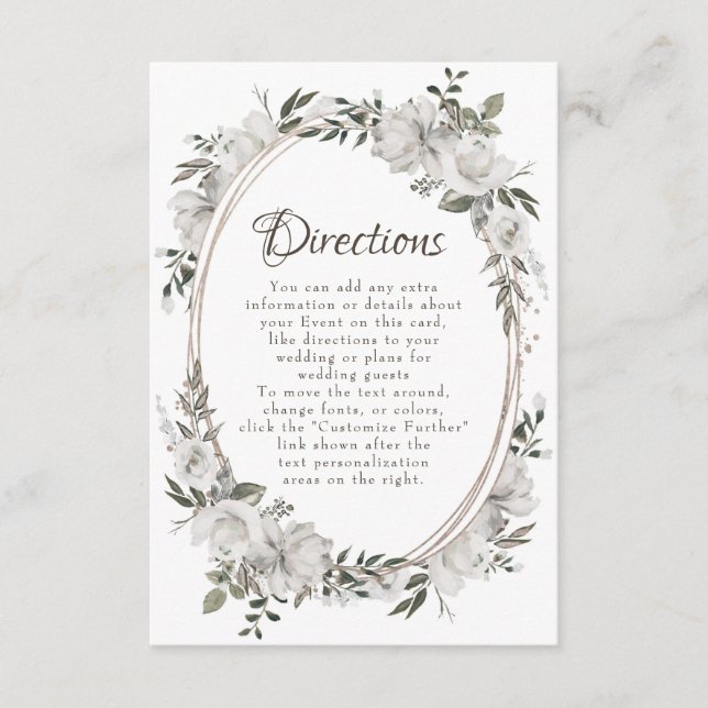 Vintage Cherish Oval Blommigt Bröllop Directions Tilläggskort (Framsida)