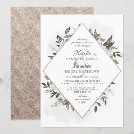 Vintage Cherish Ro Guld Diamond Ram Bröllop Inbjudningar