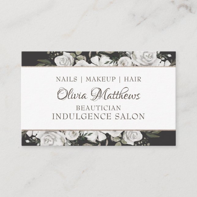 Vintage Cherish White Blommigt Social Media Visitkort (Framsida)