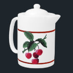 Vintage Cherries<br><div class="desc">Medelvit porslinsk tekanna med en vintage på 1940-talet,  på båda sidor,  av röda körsbär. Röd gräns. Se matchande godisskål,  espresso kopp,  kolv,  pitcher,  papper plåt,  skjutglas och underlägg. Se hela Patriotic 40-talets Tekanna i LIVSMEDEL/BEV | Avsnittet Dagar.</div>