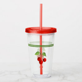 Vintage Cherries Acrylic Tumbler Take Away Mugg