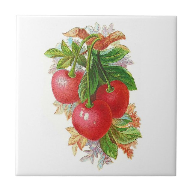 Vintage Cherries Kakelplatta (Framsidan)