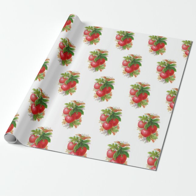 Vintage Cherries Presentpapper (Utrullad)