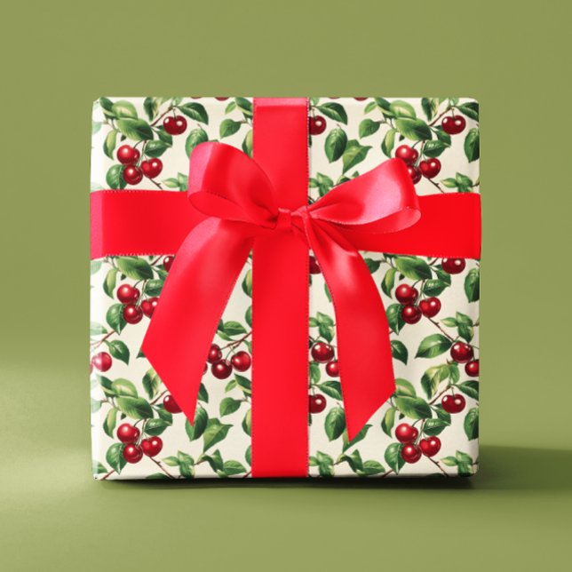 Vintage Cherries Presentpapper (Skapare uppladdad)