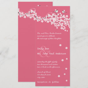 Vintage Cherry Blommar Chickadee Damask Wedding Inbjudningar