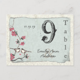 Vintage Cherry Blommar Damask Wedding Bordsnummer