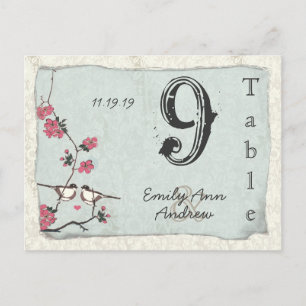 Vintage Cherry Blommar Damask Wedding Bordsnummer
