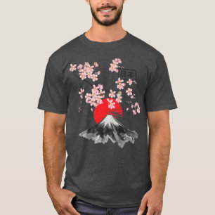 Vintage Cherry Blommar Fuji Sakura Japanska Art, S T Shirt