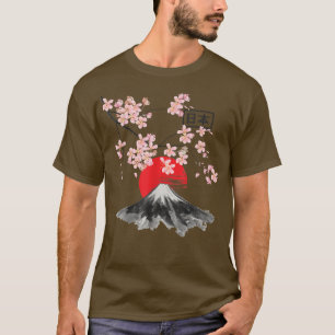 Vintage Cherry Blommar Fuji Sakura Japanska Art, S T Shirt