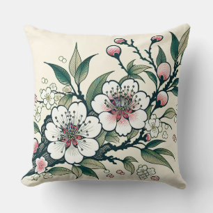 Vintage Cherry Blommar Gren Kudde