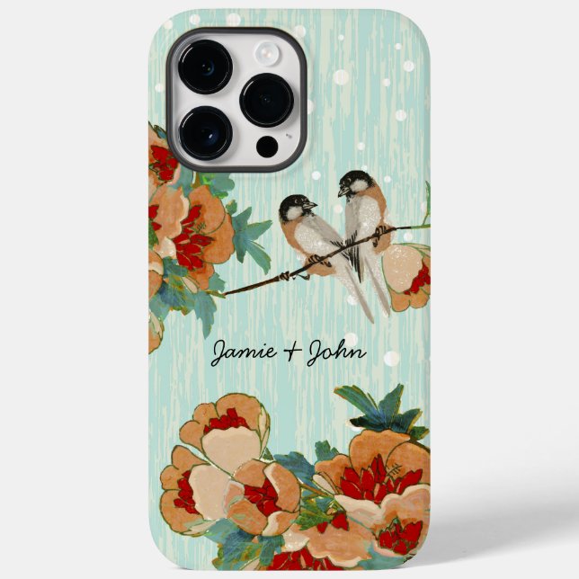 Vintage Cherry Blommar Love Bird Peach Mint (Baksida)