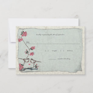 Vintage Cherry Blommars&Chickadee Damask 3,5 x 5 OSA Kort