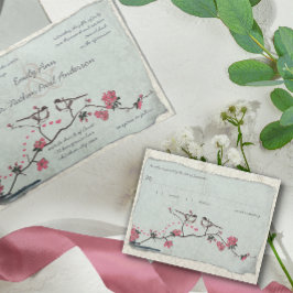 Vintage Cherry Blommars & Chickadee Damask OSA