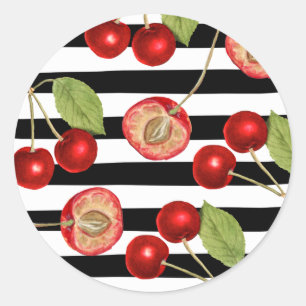 Vintage cherry mönster runt klistermärke