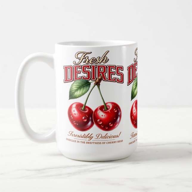 Vintage Cherry Mug | Retro Fruit Coffee Cup Kaffemugg (Vänster)
