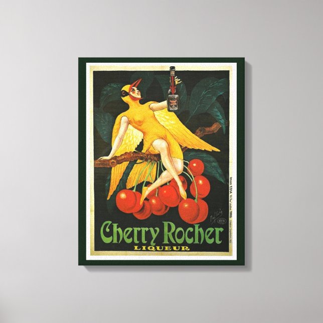 Vintage Cherry Rocher Advertisement Canvastryck (Framsida)