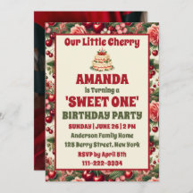 Vintage Cherry 'Sweet One' 1:a födelsedagsfoto