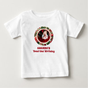 Vintage Cherry 'Sweet One' 1st Birthday Girl Photo T Shirt