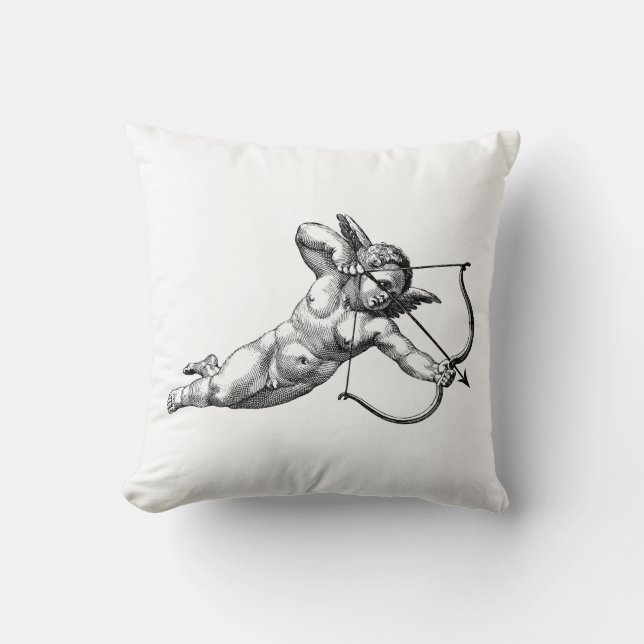 Vintage Cherub Cupid Kärlek Dekorativ kudde (Framsida)