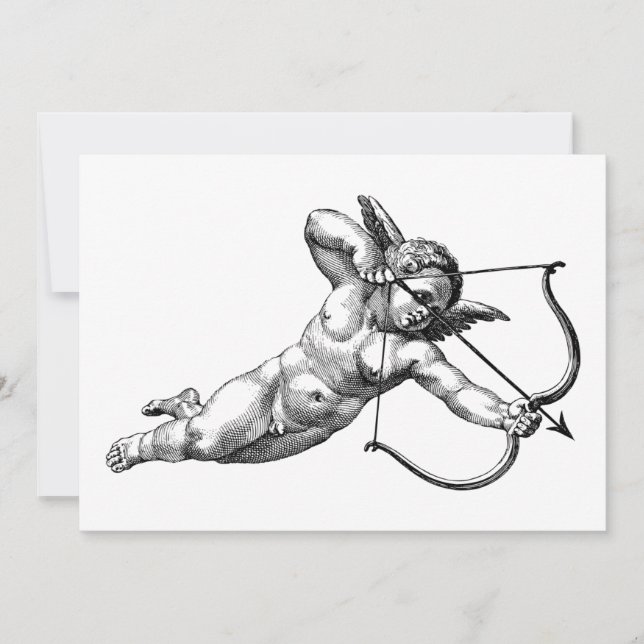 Vintage Cherub Cupid Kärlek Inbjudningar (Framsida)